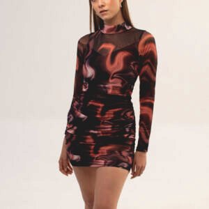 VESTIDO MESH ORANGE PARTY
